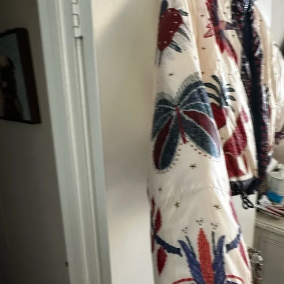 FARM Rio Cream Puffer Jacket with Bold Patterns